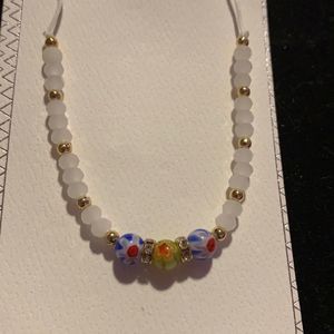 White - gold - with blue-red/ green slide necklace